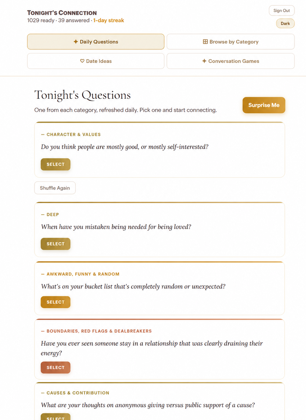 TONIGHT'S CONNECTION: Where the Conversation Becomes the Best Part of Date Night